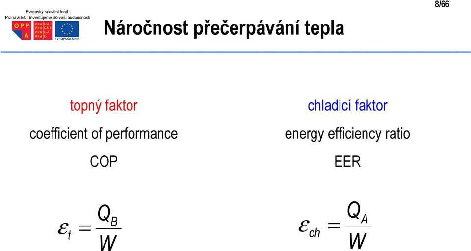 performance COP chladicí fakor