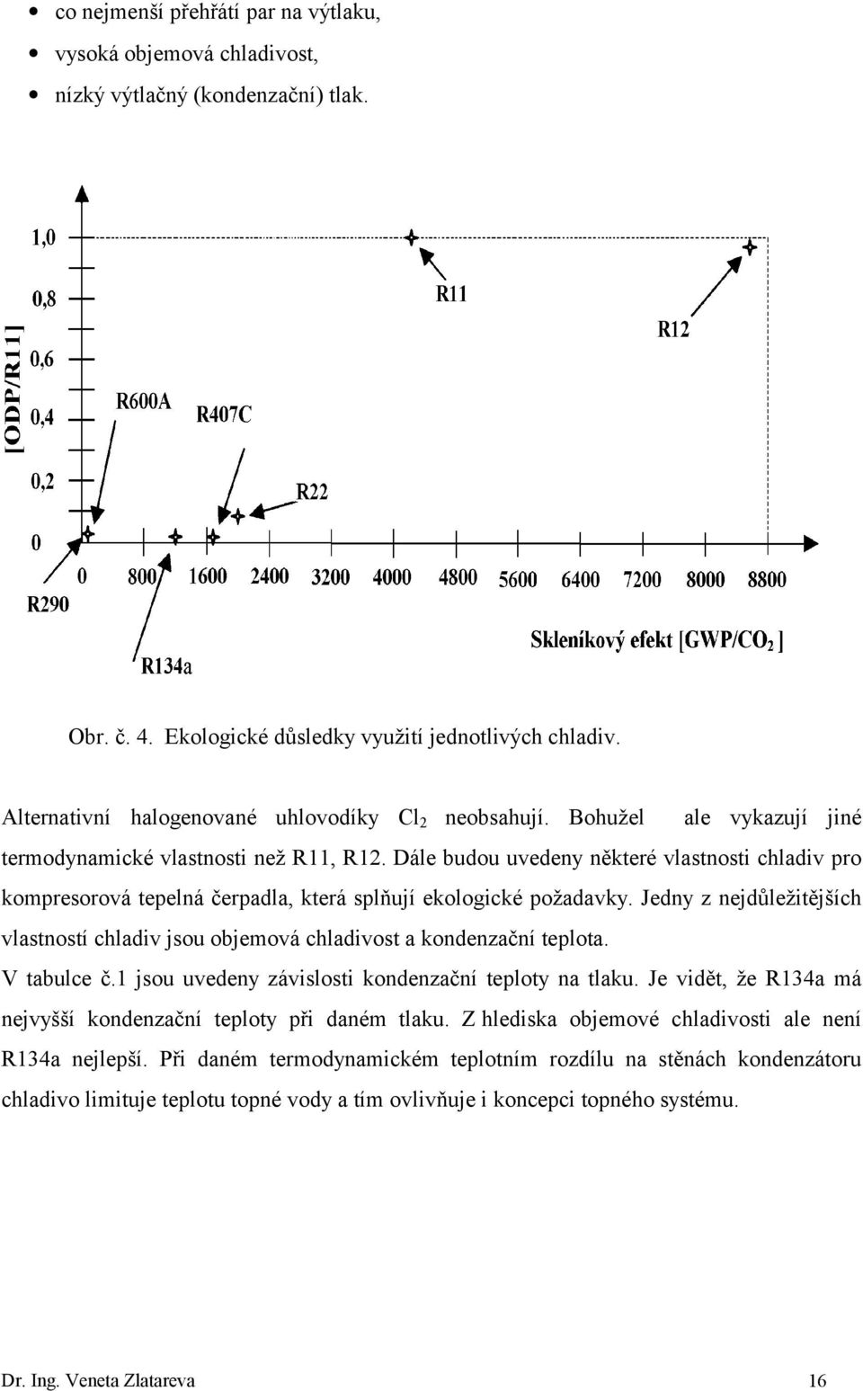 Dále budou uvedeny některé vlastnosti chladiv pro kompresorová tepelná čerpadla, která splňují ekologické požadavky.