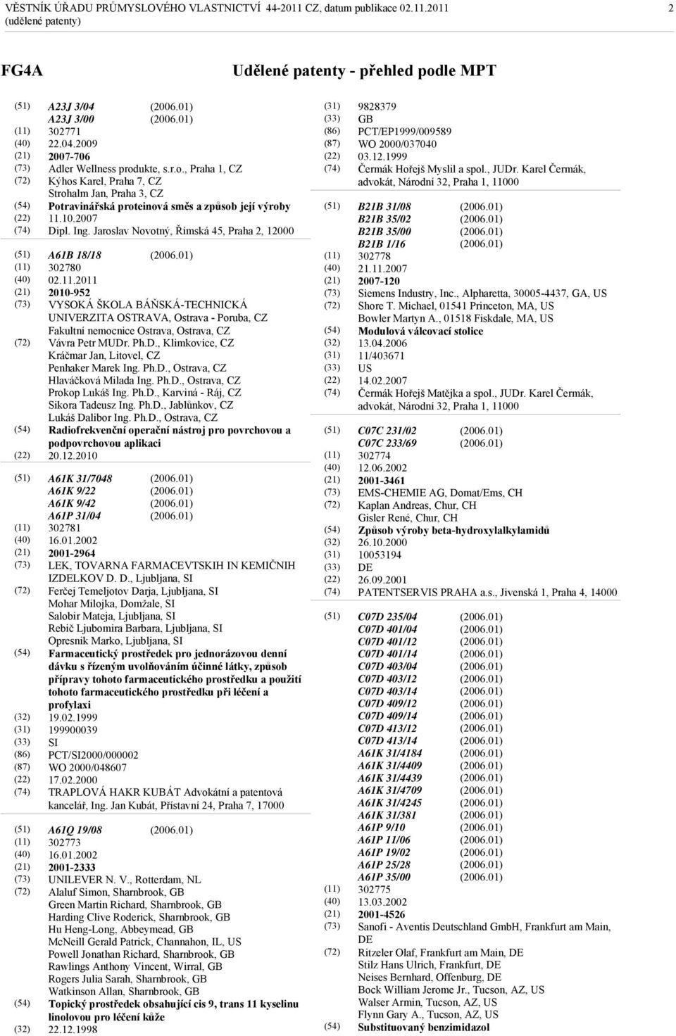 2011 2010-952 VYSOKÁ ŠKOLA BÁŇSKÁ-TECHNICKÁ UNIVERZITA OSTRAVA, Ostrava - Poruba, CZ Fakultní nemocnice Ostrava, Ostrava, CZ Vávra Petr MUDr