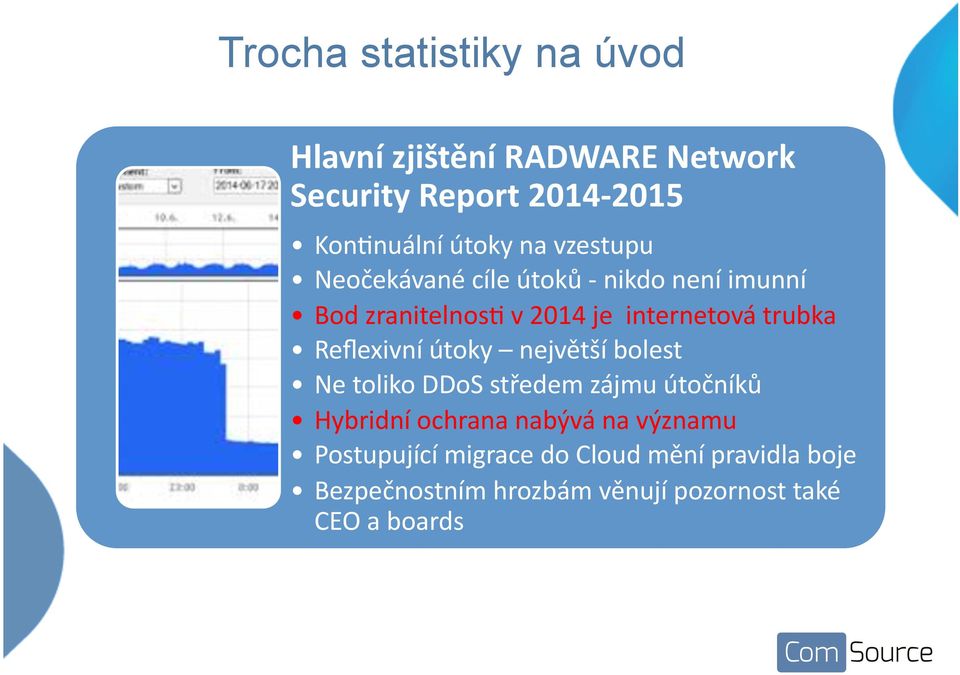 Reflexivní útoky největší bolest Ne toliko DDoS středem zájmu útočníků Hybridní ochrana nabývá na