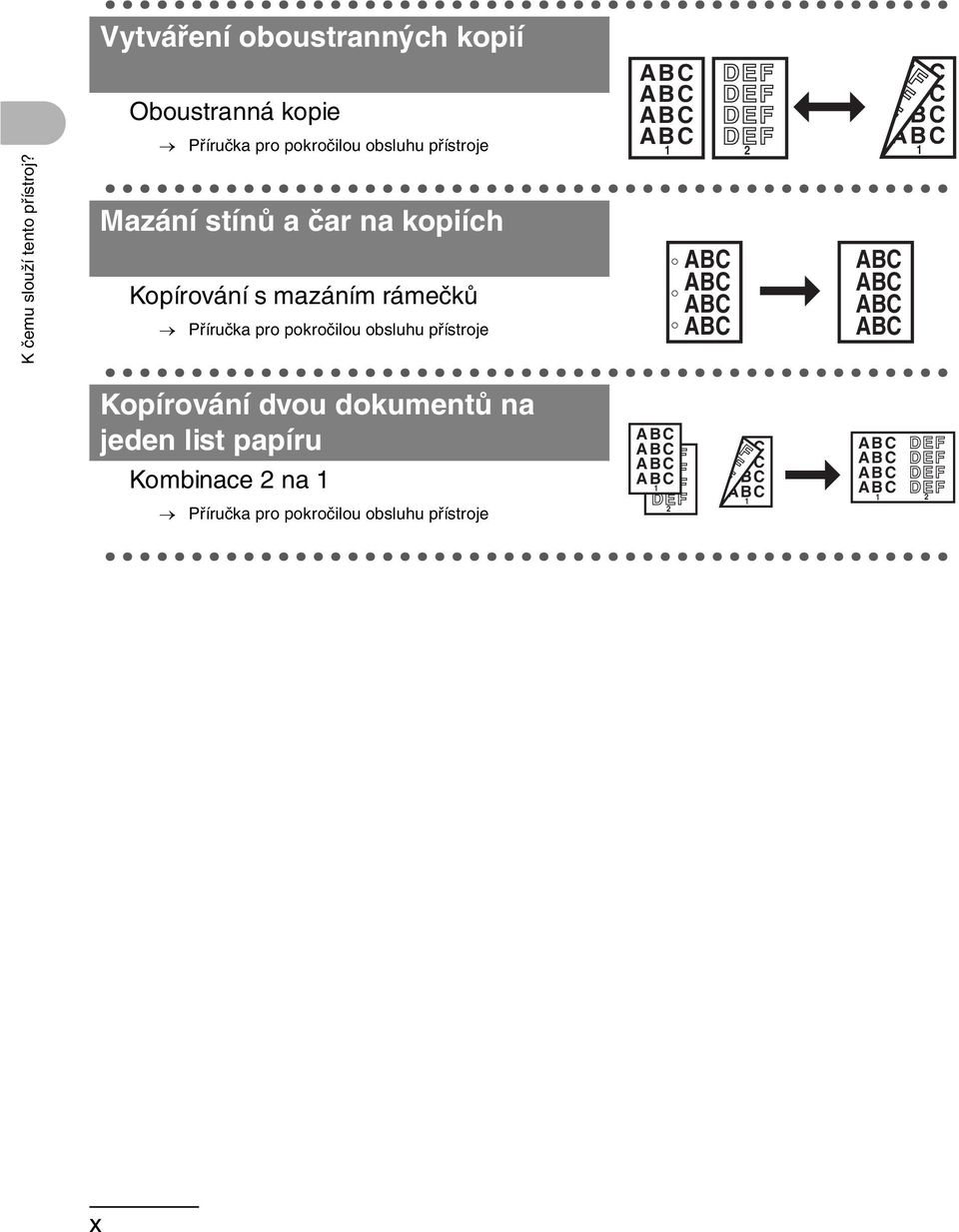 Kopírování s mazáním rámečků Příručka pro pokročilou obsluhu přístroje ABC ABC ABC ABC ABC ABC ABC ABC DEF DEF DEF DEF 2 DEF DEF