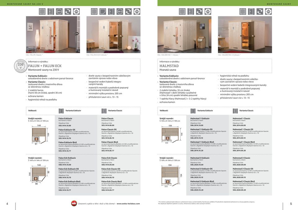 a ilustrovaný instalační návod minimální výška prostoru: 205 cm příslušenství saun viz s.