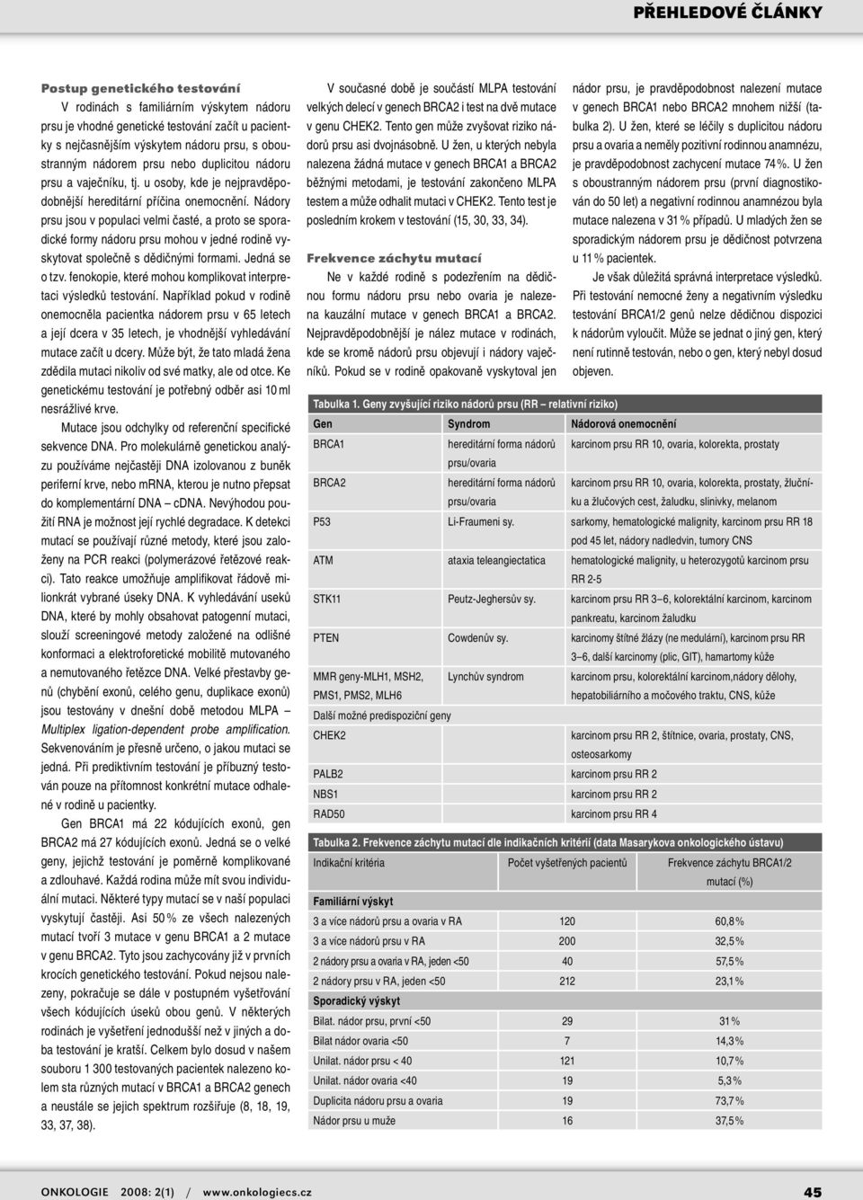 Nádory prsu jsou v populaci velmi časté, a proto se sporadické formy nádoru prsu mohou v jedné rodině vyskytovat společně s dědičnými formami. Jedná se o tzv.