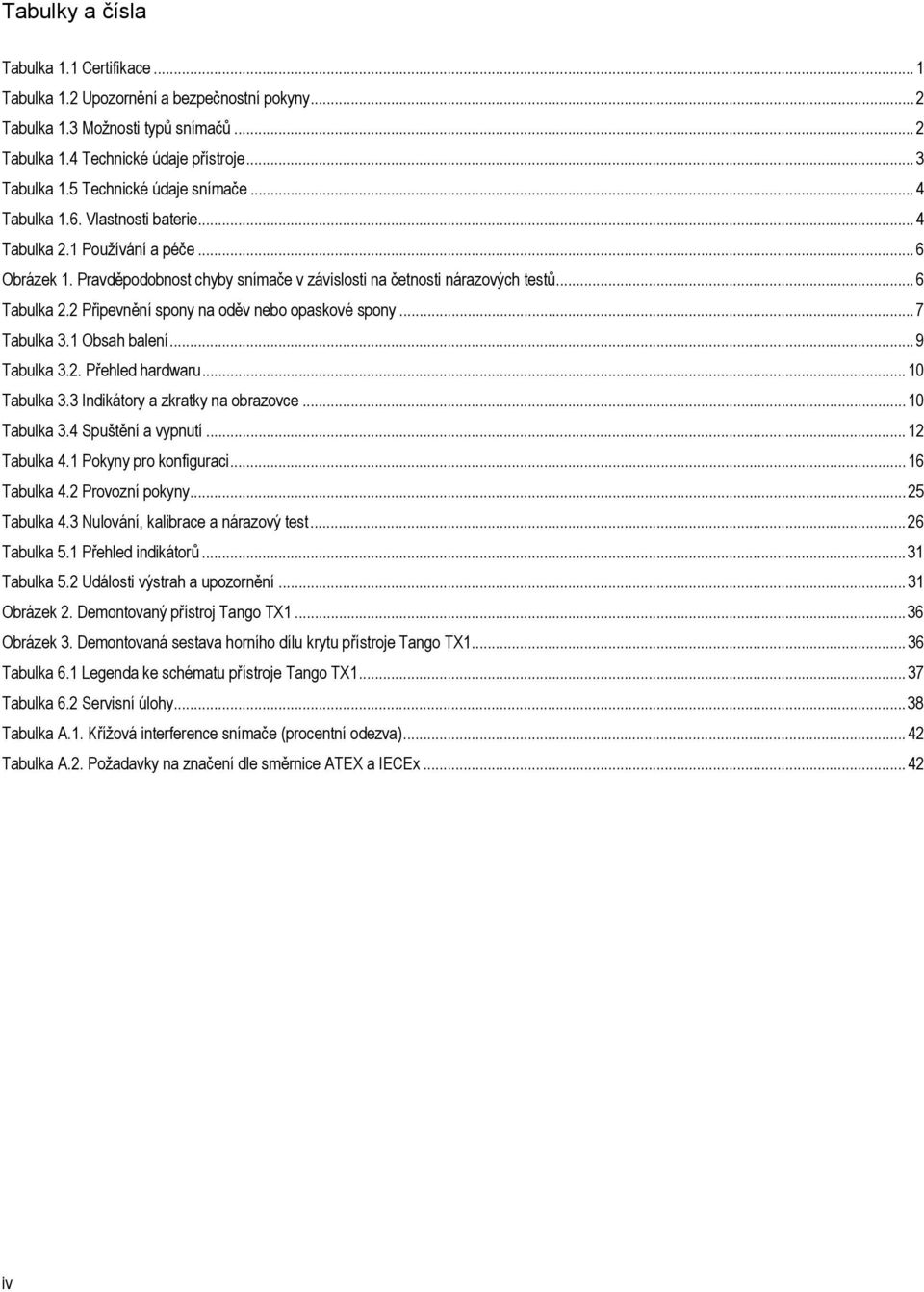 2 Připevnění spony na oděv nebo opaskové spony... 7 Tabulka 3.1 Obsah balení... 9 Tabulka 3.2. Přehled hardwaru... 10 Tabulka 3.3 Indikátory a zkratky na obrazovce... 10 Tabulka 3.4 Spuštění a vypnutí.