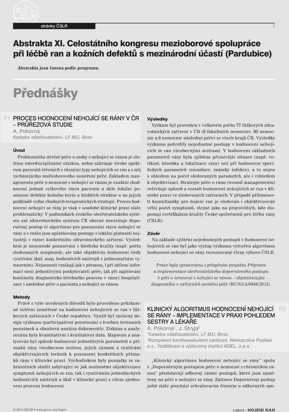 Pokorná Katedra ošetřovatelství, LF MU, Brno Úvod Problematika účelné péče o osoby s nehojící se ránou je složitou interdisciplinární otázkou, neboť zahrnuje široké spektrum pacientů léčených s