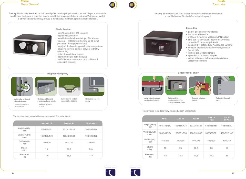 Trezory Elsafe řady Xtra jsou kvalitní ekonomicky výhodnou variantou a neměly by chybět v žádném hotelovém pokoji.