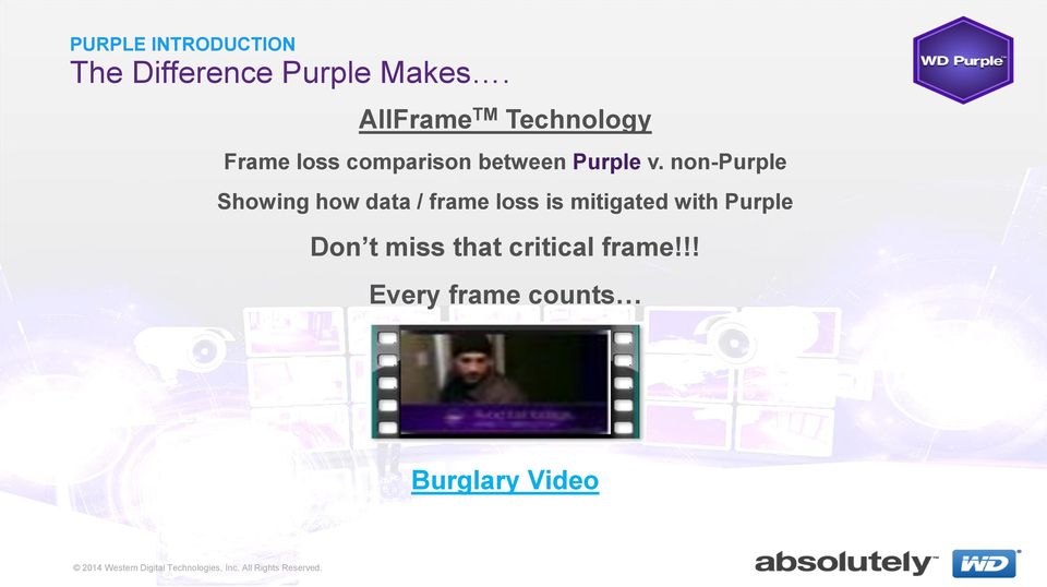 non-purple Showing how data / frame loss is mitigated with Purple Don t miss