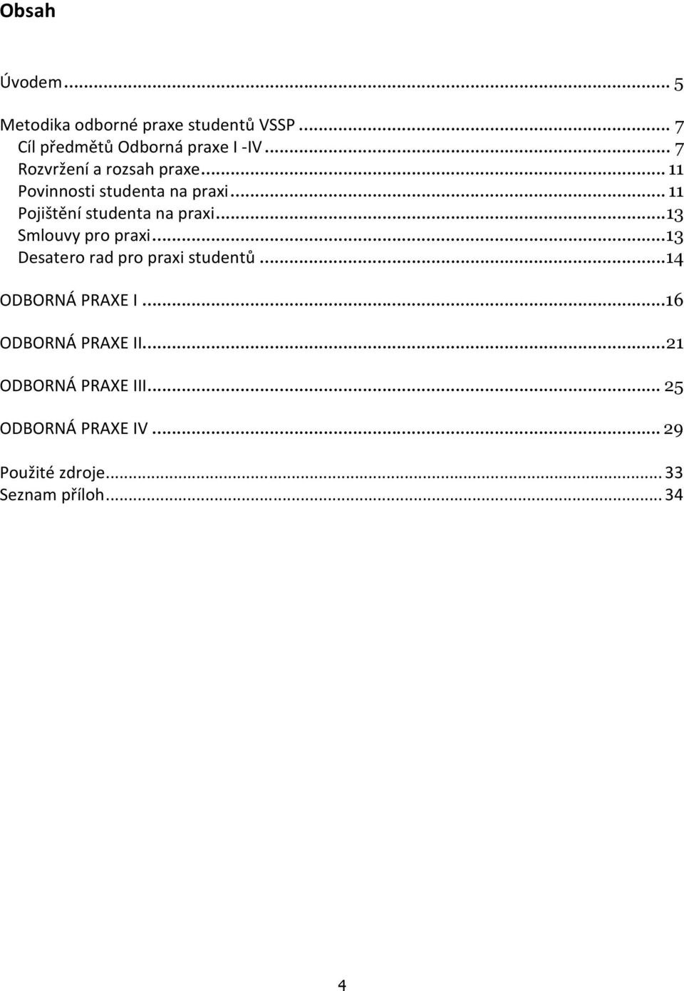 .. 13 Smlouvy pro praxi... 13 Desatero rad pro praxi studentů... 14 ODBORNÁ PRAXE I.