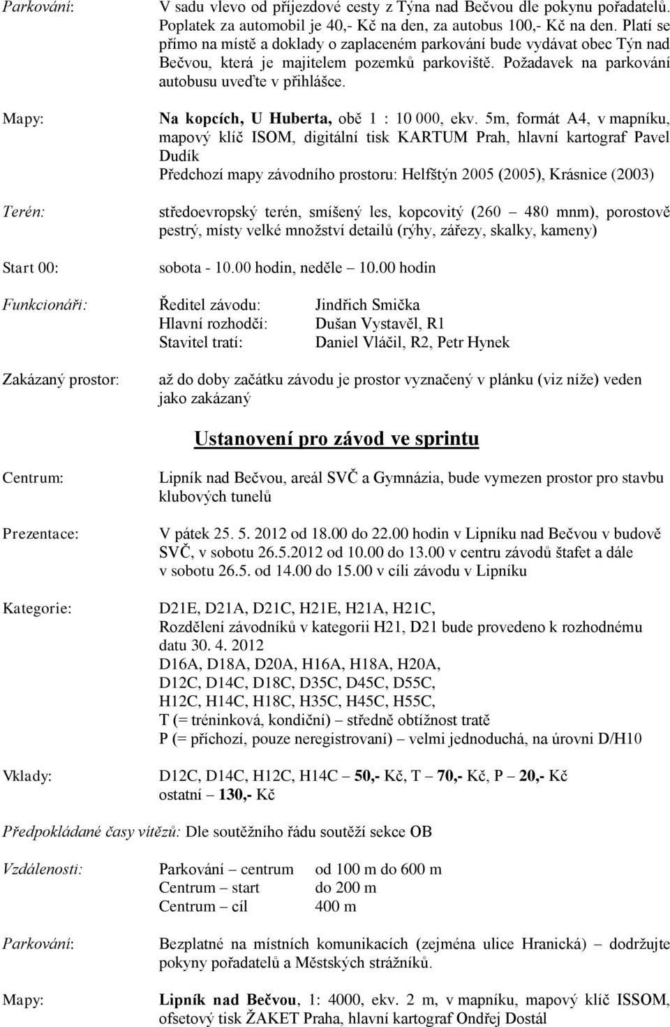 Na kopcích, U Huberta, obě 1 : 10 000, ekv.