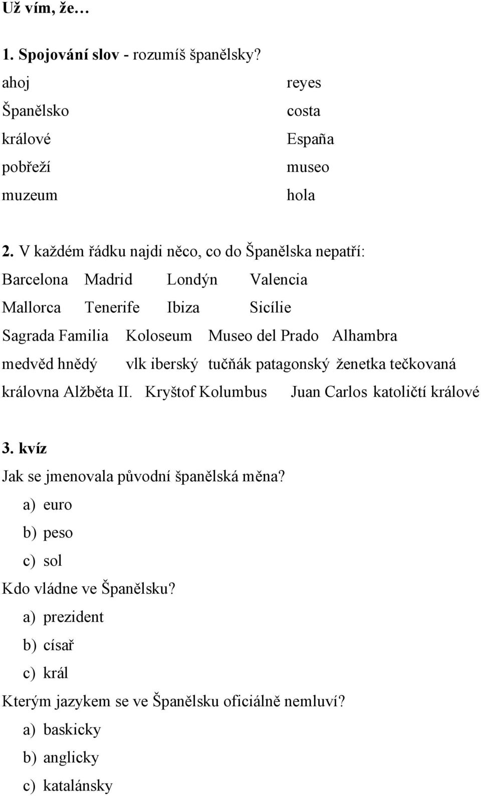 Alhambra medvěd hnědý vlk iberský tučňák patagonský ženetka tečkovaná královna Alžběta II. Kryštof Kolumbus Juan Carlos katoličtí králové 3.