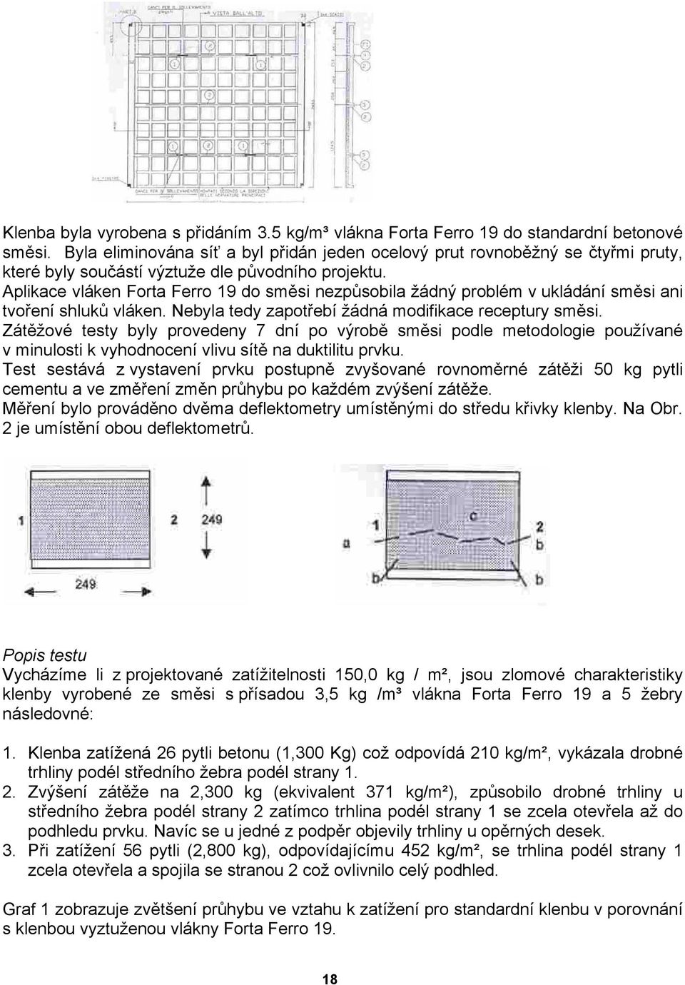 Aplikace vláken Forta Ferro 19 do směsi nezpůsobila žádný problém v ukládání směsi ani tvoření shluků vláken. Nebyla tedy zapotřebí žádná modifikace receptury směsi.