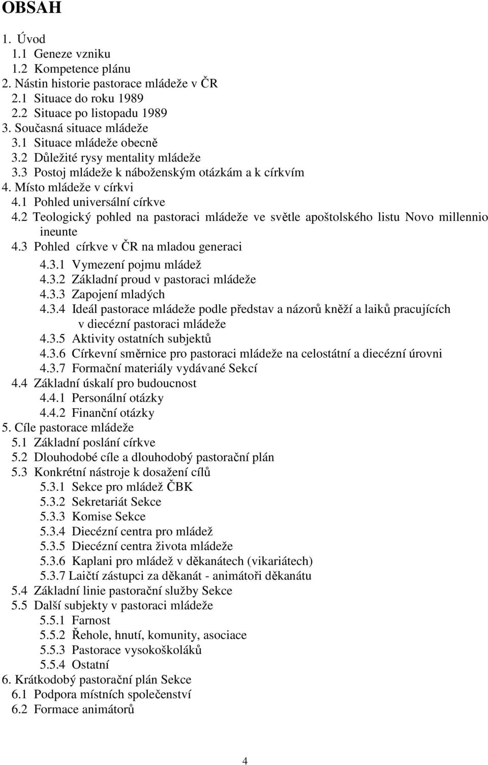 2 Teologický pohled na pastoraci mládeže ve světle apoštolského listu Novo millennio ineunte 4.3 Pohled církve v ČR na mladou generaci 4.3.1 Vymezení pojmu mládež 4.3.2 Základní proud v pastoraci mládeže 4.