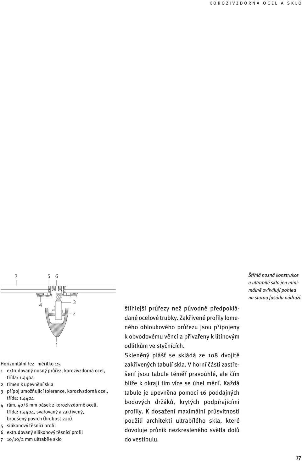 0, svařovaný a zakřivený, broušený povrch (hrubost 0) 5 silikonový těsnící profil 6 extrudovaný silikonový těsnící profil 7 0/0/ mm ultrabíle sklo štíhlejší průřezy než původně předpoklá - dané