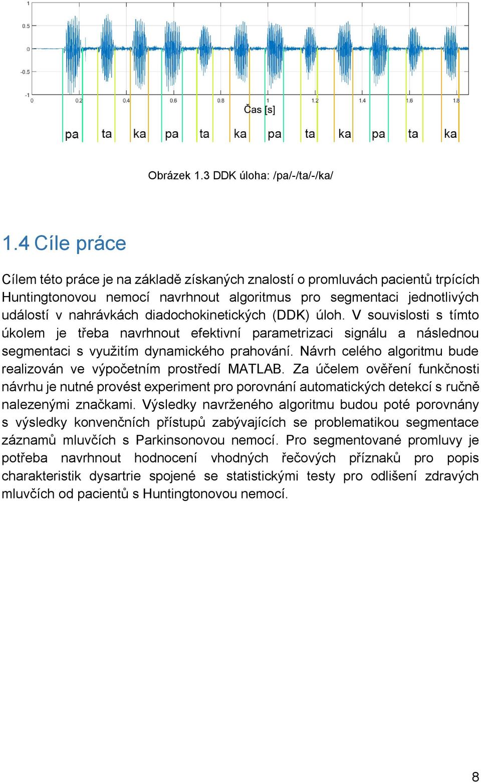 diadochokinetických (DDK) úloh. V souvislosti s tímto úkolem je třeba navrhnout efektivní parametrizaci signálu a následnou segmentaci s využitím dynamického prahování.