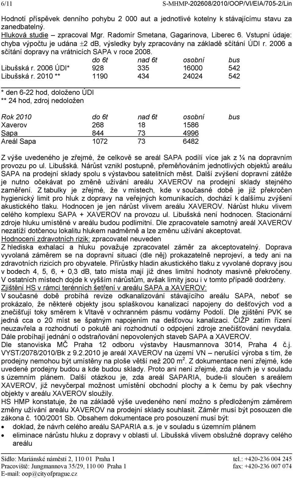 do 6t nad 6t osobní bus Libušská r. 2006 ÚDI* 928 335 16000 542 Libušská r.