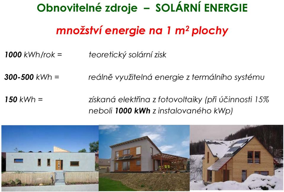 využitelná energie z termálního systému 150 kwh = získaná