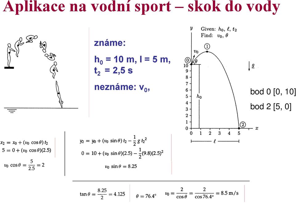 = 5 m, t 2 = 2,5 s neznáme: v