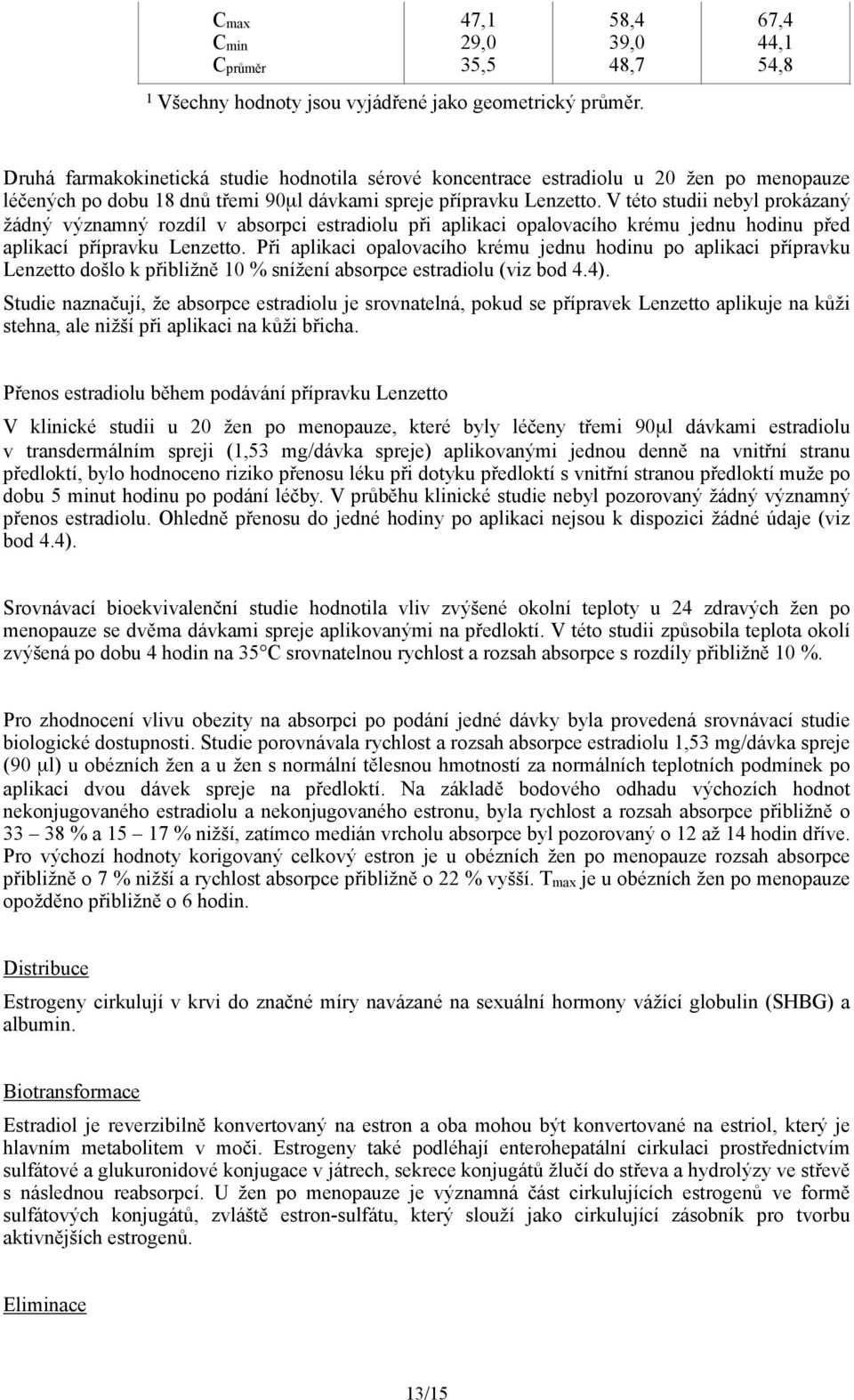 V této studii nebyl prokázaný žádný významný rozdíl v absorpci estradiolu při aplikaci opalovacího krému jednu hodinu před aplikací přípravku Lenzetto.