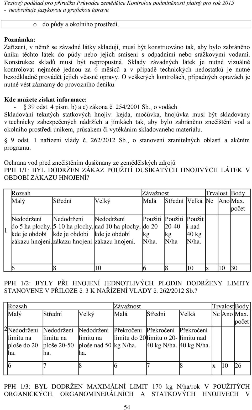 Konstrukce sklad musí být nepropustná. Sklady závadných látek je nutné vizuáln kontrolovat nejmén jednou za 6 m síc a v p ípad technických nedostatk je nutné bezodkladn provád t jejich včasné opravy.