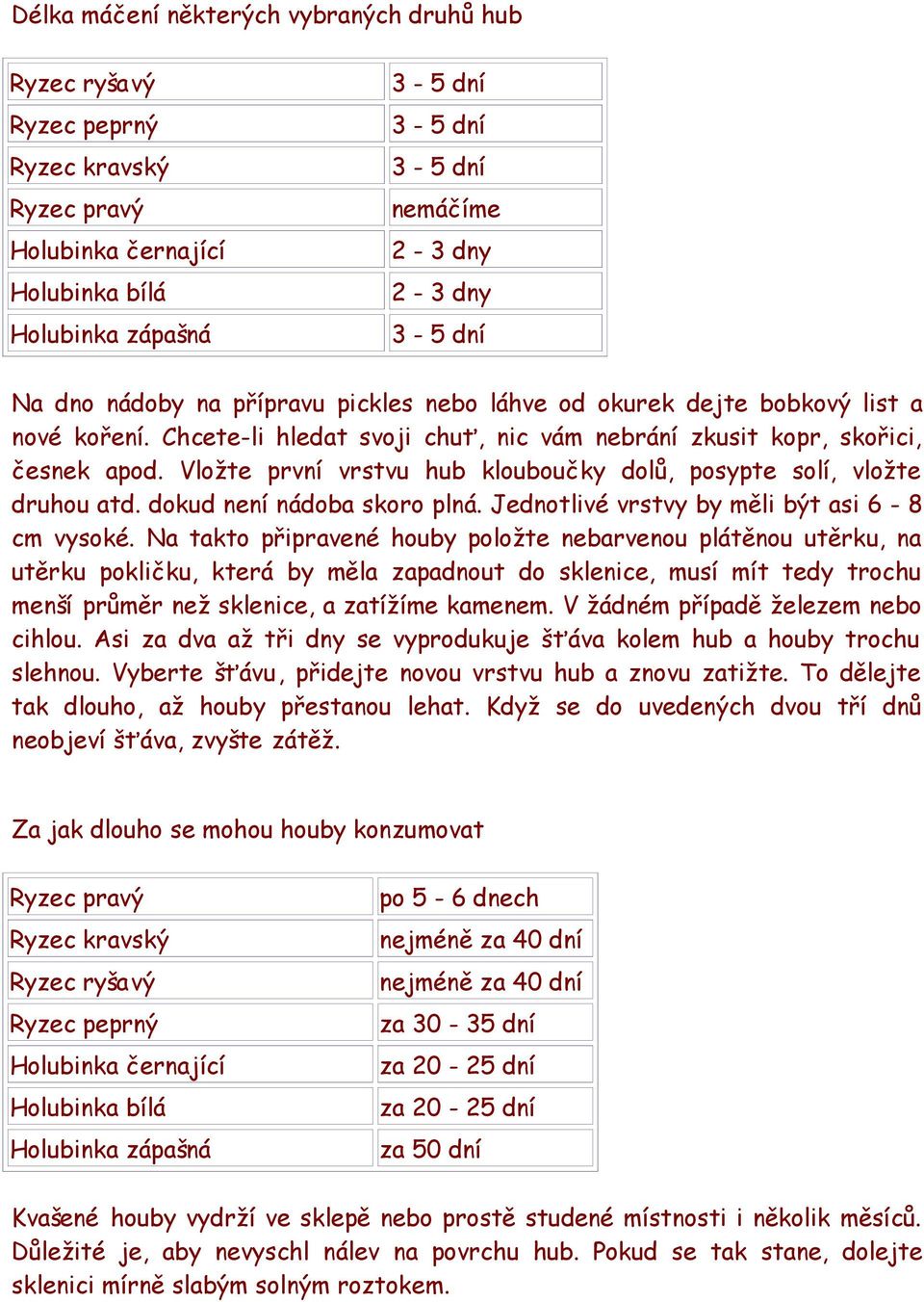 Vložte první vrstvu hub klouboučky dolů, posypte solí, vložte druhou atd. dokud není nádoba skoro plná. Jednotlivé vrstvy by měli být asi 6-8 cm vysoké.