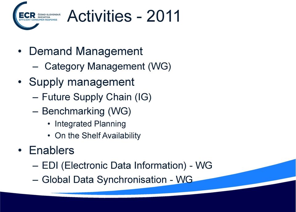 Enablers Integrated Planning On the Shelf Availability EDI