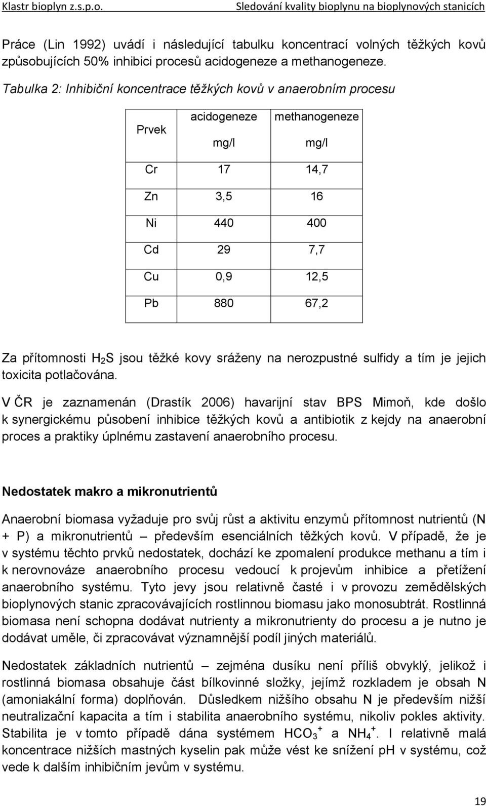 jsou těžké kovy sráženy na nerozpustné sulfidy a tím je jejich toxicita potlačována.