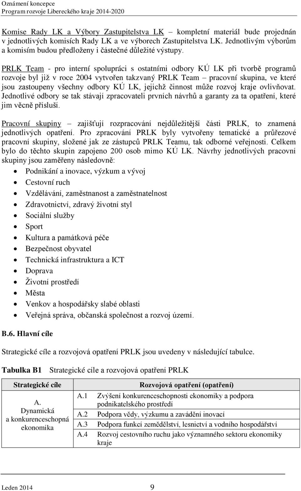 PRLK Team - pro interní spolupráci s ostatními odbory KÚ LK při tvorbě programů rozvoje byl již v roce 2004 vytvořen takzvaný PRLK Team pracovní skupina, ve které jsou zastoupeny všechny odbory KÚ