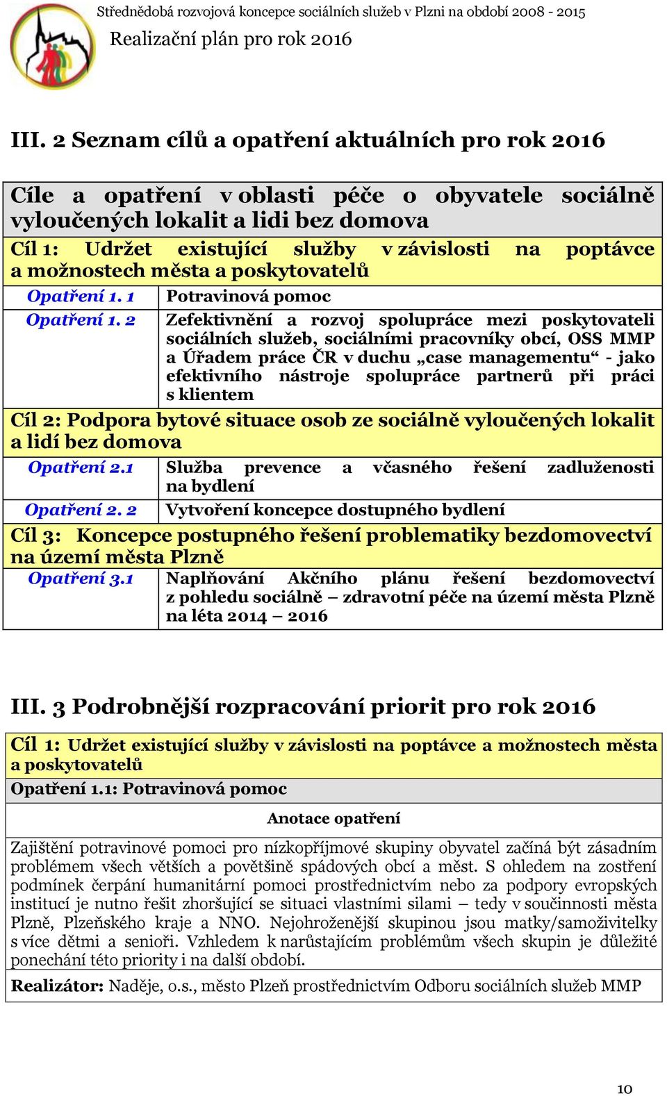 2 Potravinová pomoc Zefektivnění a rozvoj spolupráce mezi poskytovateli sociálních služeb, sociálními pracovníky obcí, OSS MMP a Úřadem práce ČR v duchu case managementu - jako efektivního nástroje