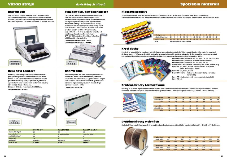 DRÁT 2:1/DRÁT 3:1 Renz SRW Comfort Elektrický celokovový vazač pro drátěnou vazbu 3:1 pro vytváření profesionálních dokumentů do délky hřbetu 3 cm.