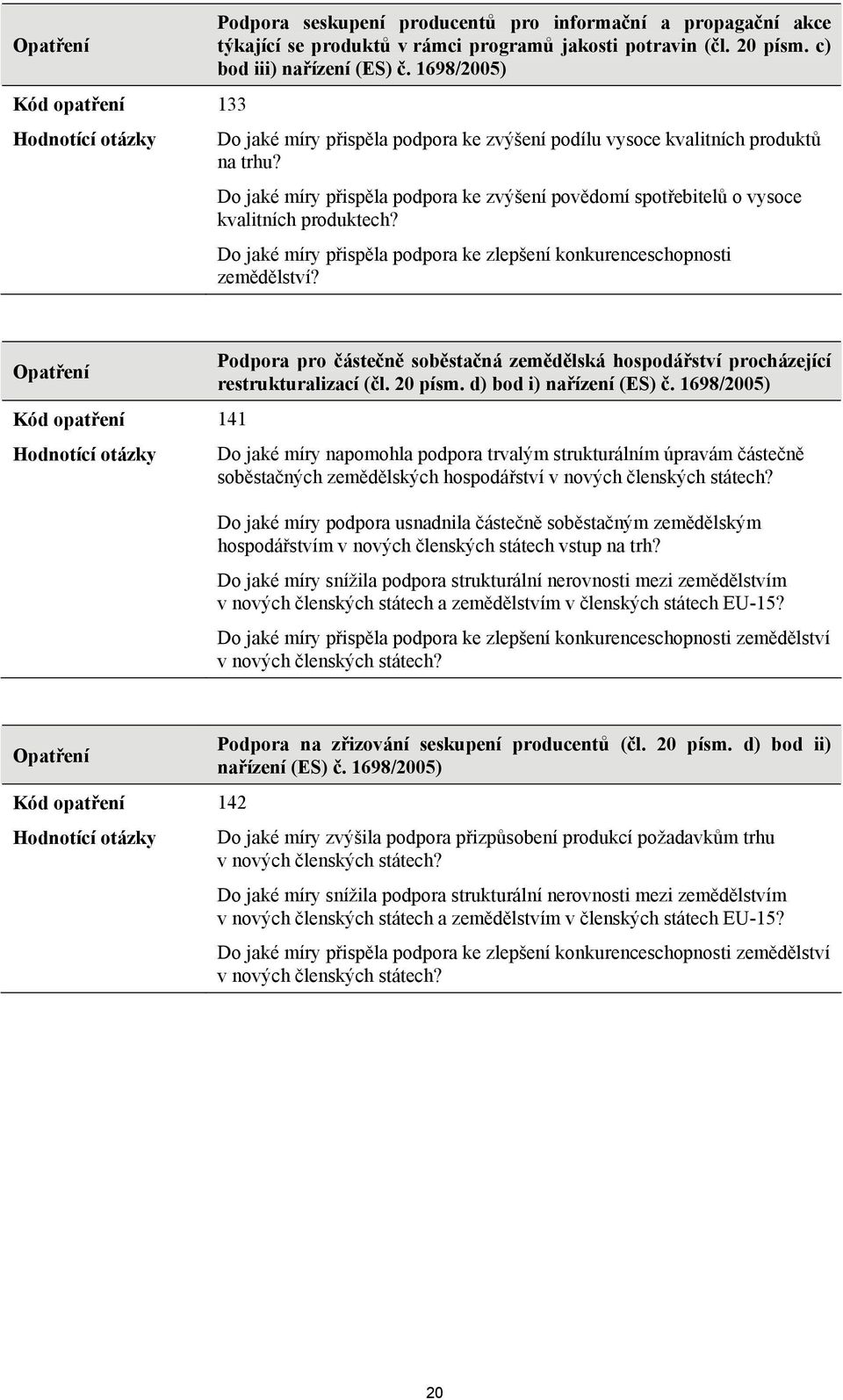 Do jaké míry přispěla podpora ke zlepšení konkurenceschopnosti zemědělství? Kód opatření 141 Podpora pro částečně soběstačná zemědělská hospodářství procházející restrukturalizací (čl. 20 písm.