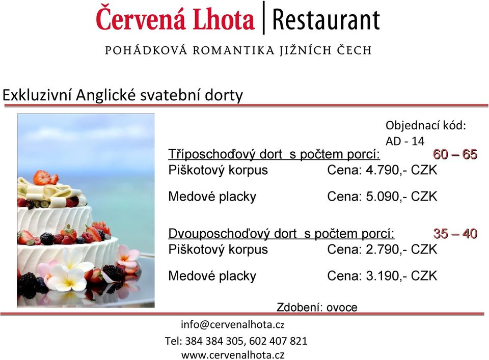 počtem porcí: 35 40 Cena: 2.