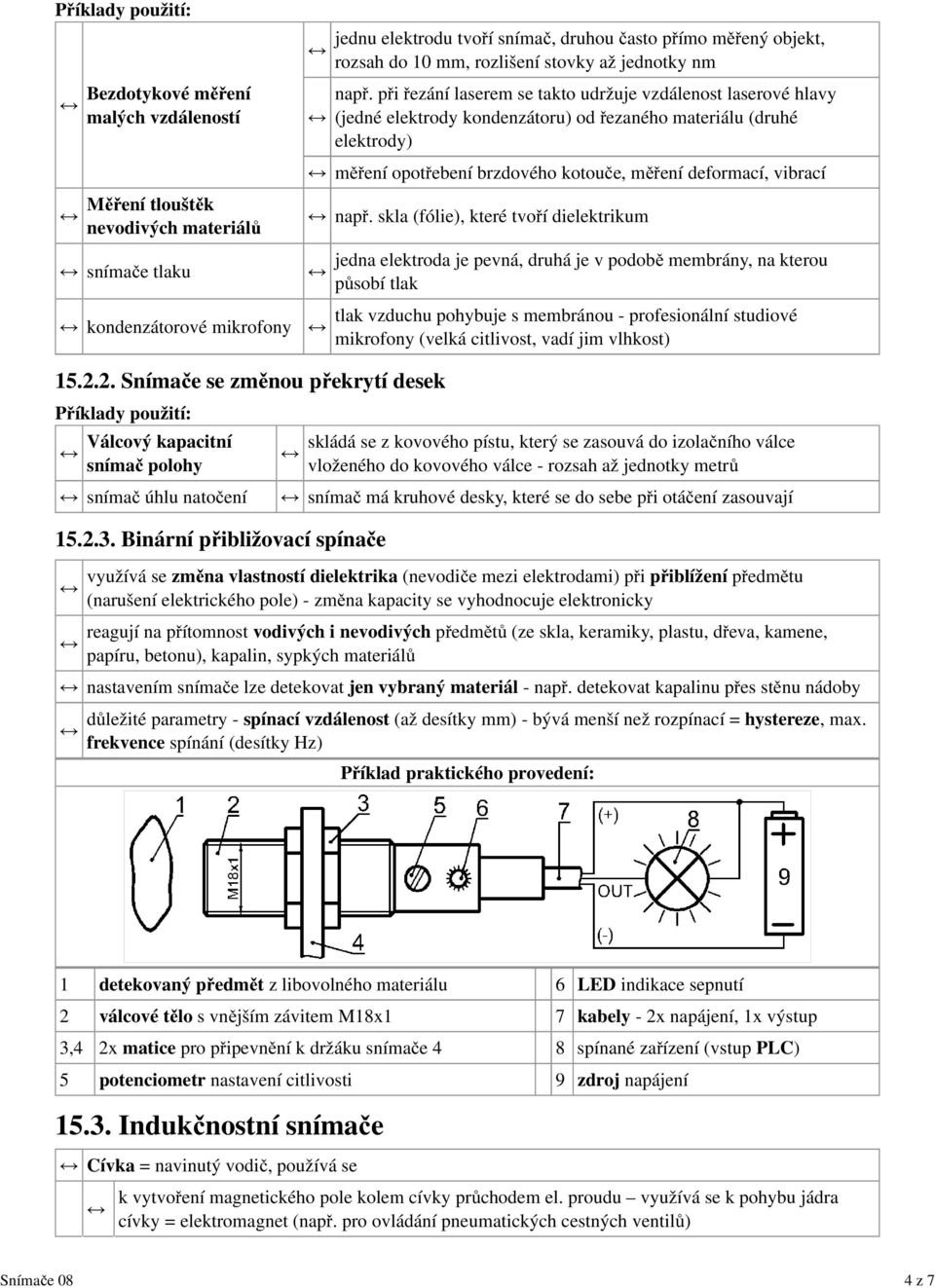 při řezání laserem se takto udržuje vzdálenost laserové hlavy (jedné elektrody kondenzátoru) od řezaného materiálu (druhé elektrody) měření opotřebení brzdového kotouče, měření deformací, vibrací