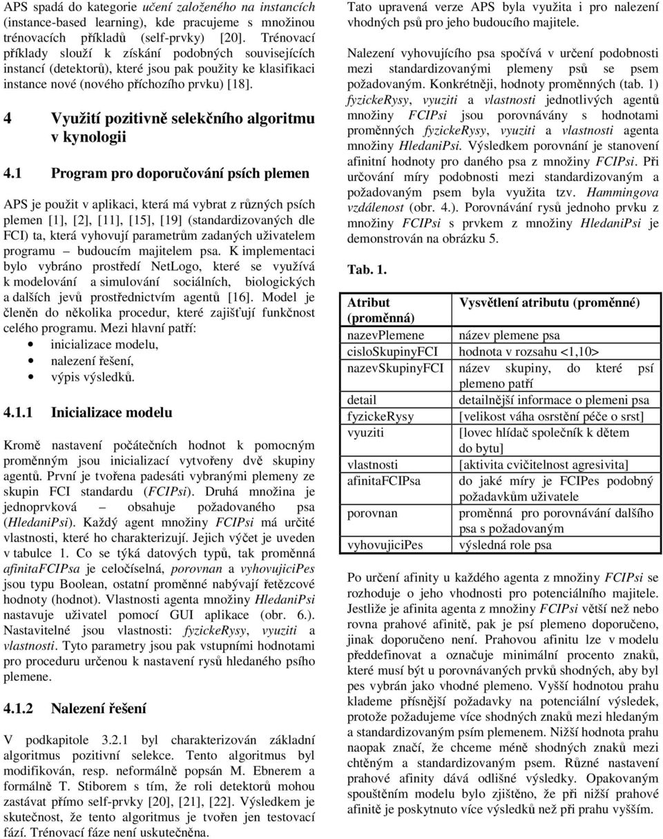 4 Využití pozitivně selekčního algoritmu v kynologii 4.