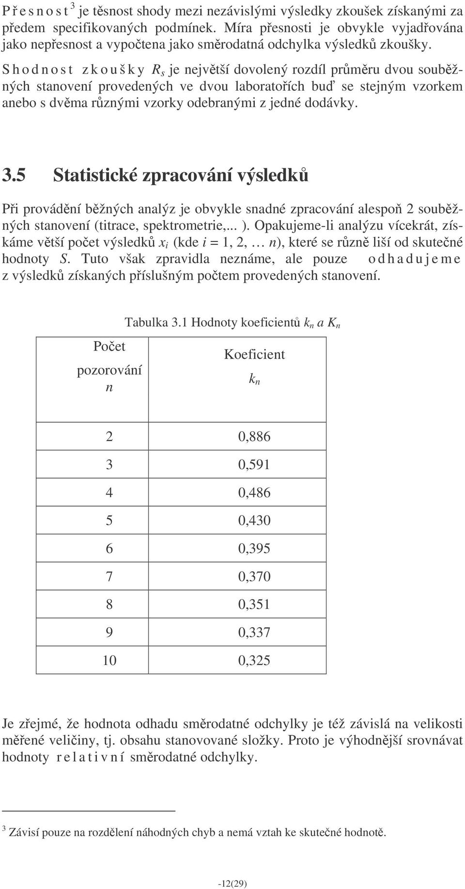 S h o d n o s t z k o u š k y R s je nejvtší dovolený rozdíl prmru dvou soubžných stanovení provedených ve dvou laboratoích bu se stejným vzorkem anebo s dvma rznými vzorky odebranými z jedné dodávky.