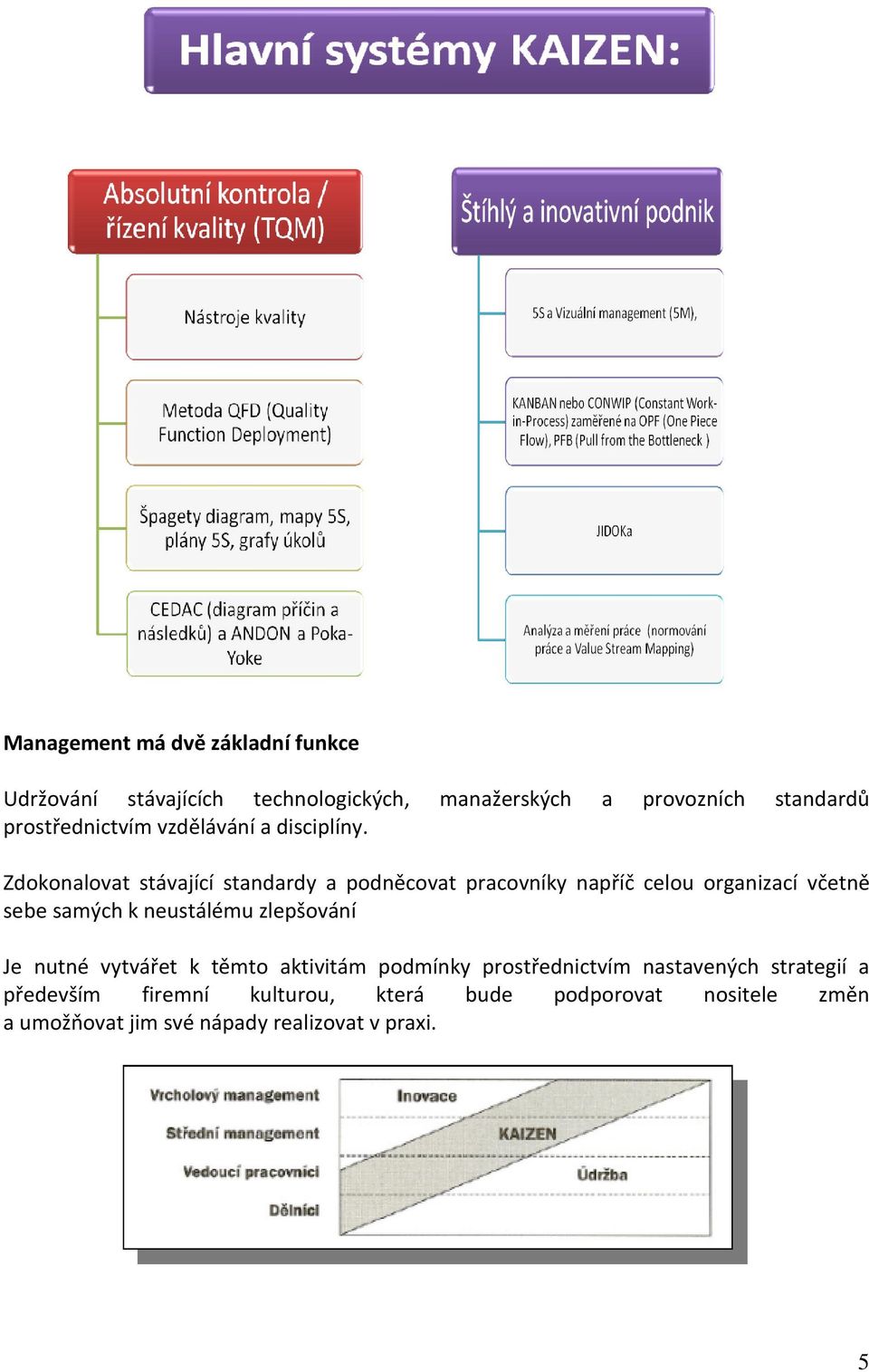 Zdokonalovat stávající standardy a podněcovat pracovníky napříč celou organizací včetně sebe samých k neustálému