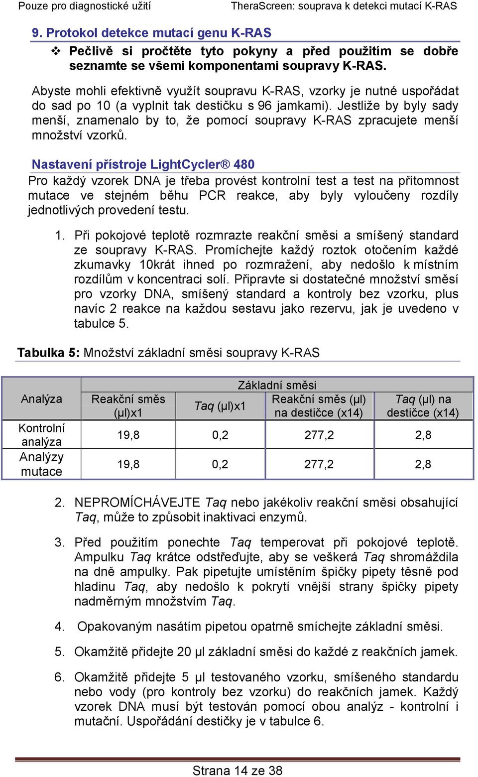 Jestliže by byly sady menší, znamenalo by to, že pomocí soupravy K-RAS zpracujete menší množství vzorků.