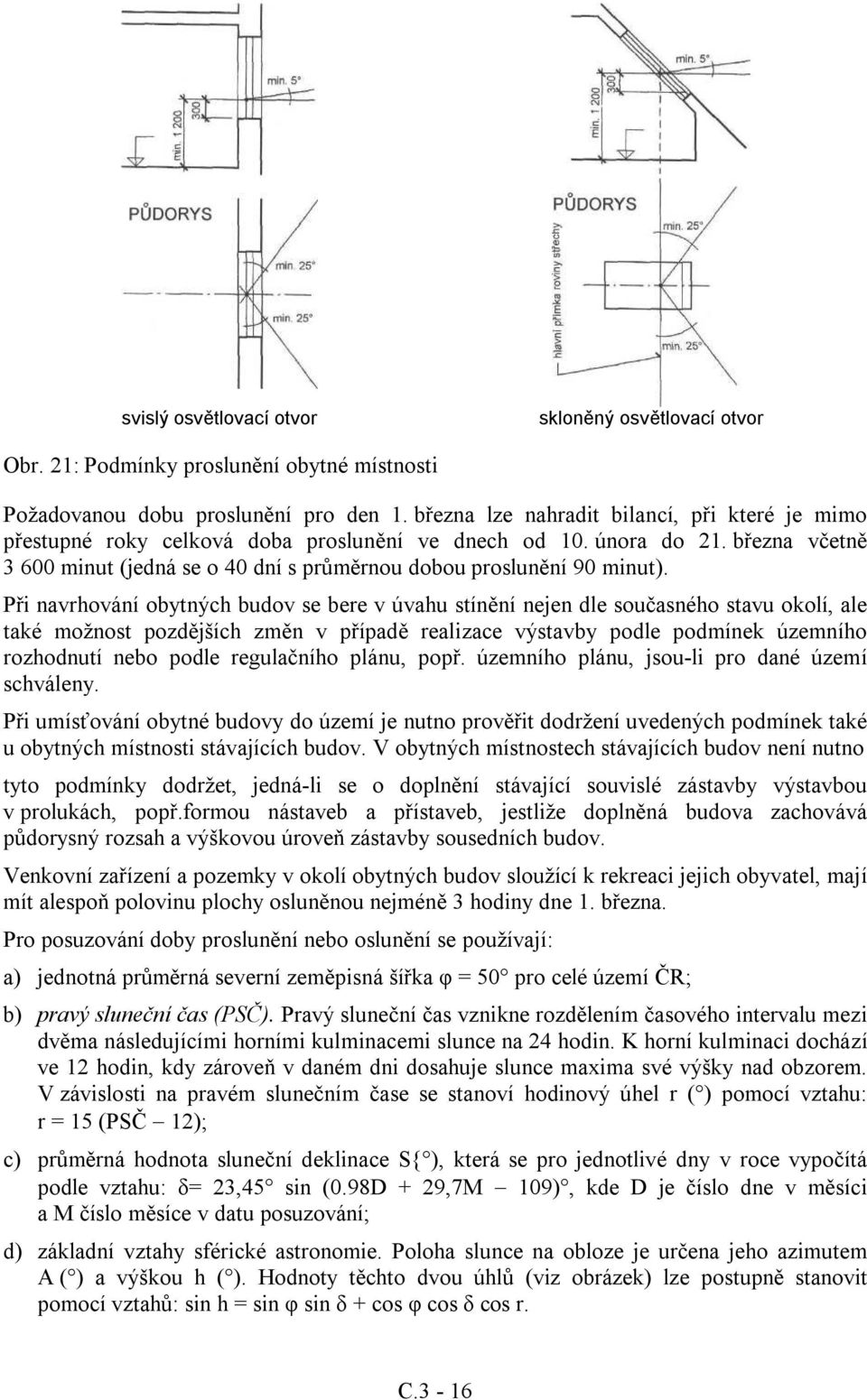 Při navrhování obytných budov se bere v úvahu stínění nejen dle současného stavu okolí, ale také možnost pozdějších změn v případě realizace výstavby podle podmínek územního rozhodnutí nebo podle