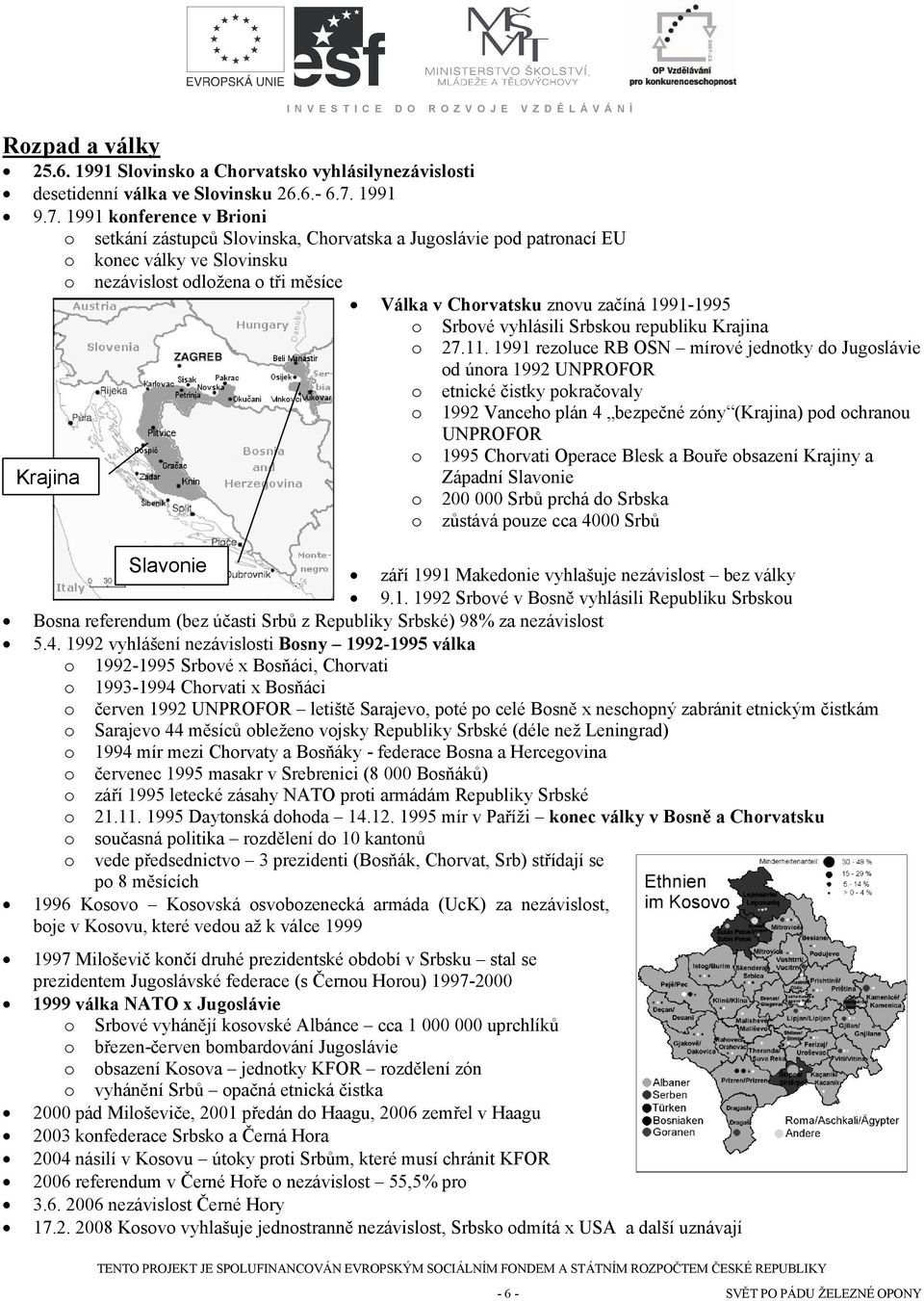 1991 konference v Brioni o setkání zástupců Slovinska, Chorvatska a Jugoslávie pod patronací EU o konec války ve Slovinsku o nezávislost odložena o tři měsíce Válka v Chorvatsku znovu začíná