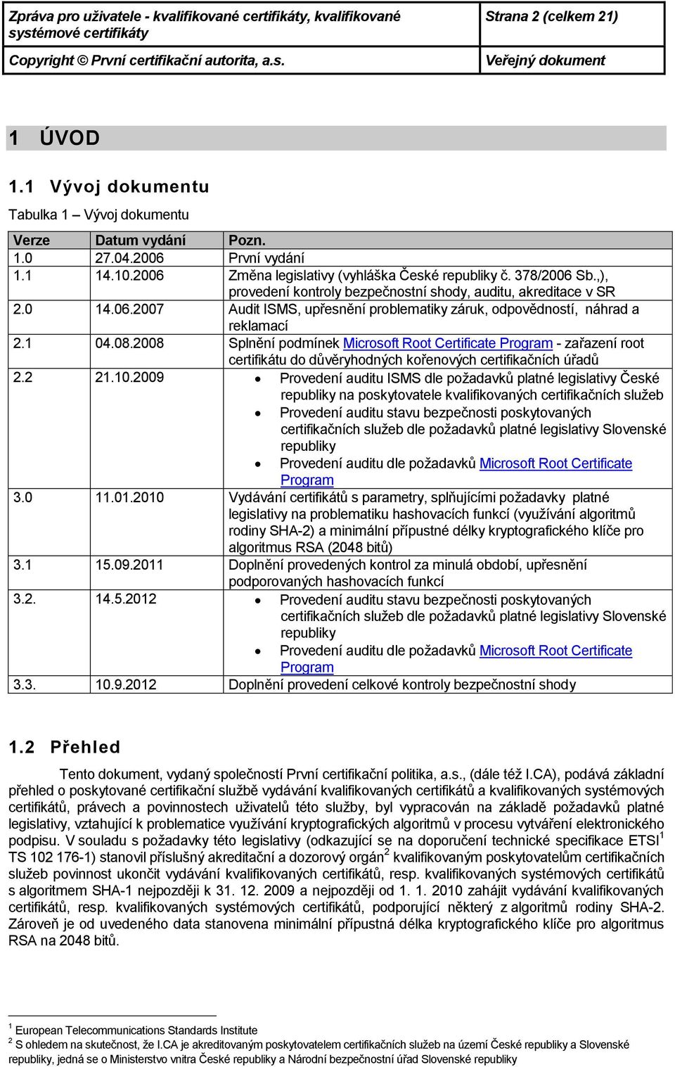 2008 Splnění pdmínek Micrsft Rt Certificate Prgram - zařazení rt certifikátu d důvěryhdných křenvých certifikačních úřadů 2.2 21.10.