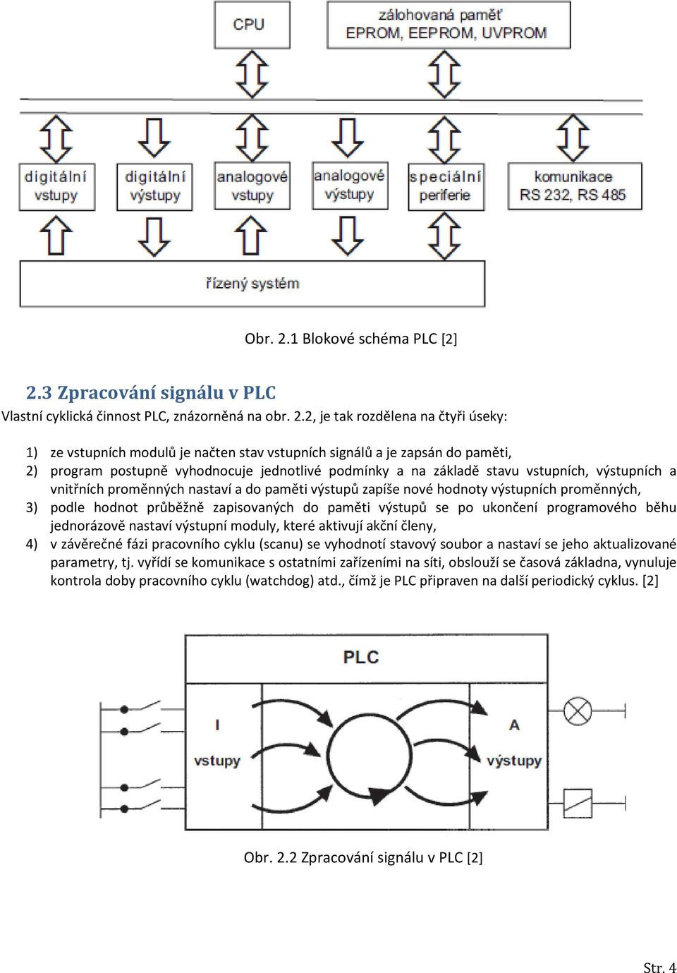 3 Zpracování signálu v PLC Vlastní cyklická činnost PLC, znázorněná na obr. 2.