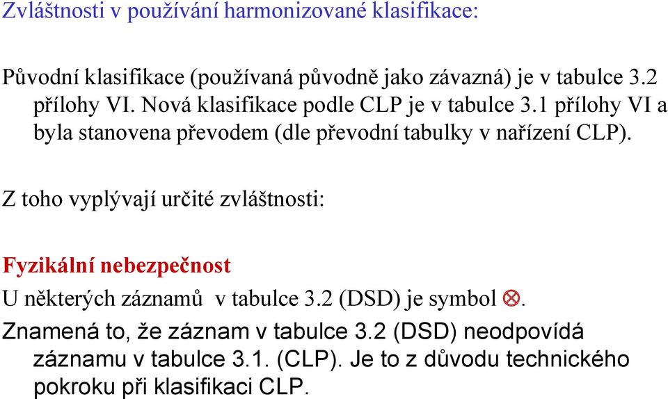 1 přílohy VI a byla stanovena převodem (dle převodní tabulky v nařízení CLP).