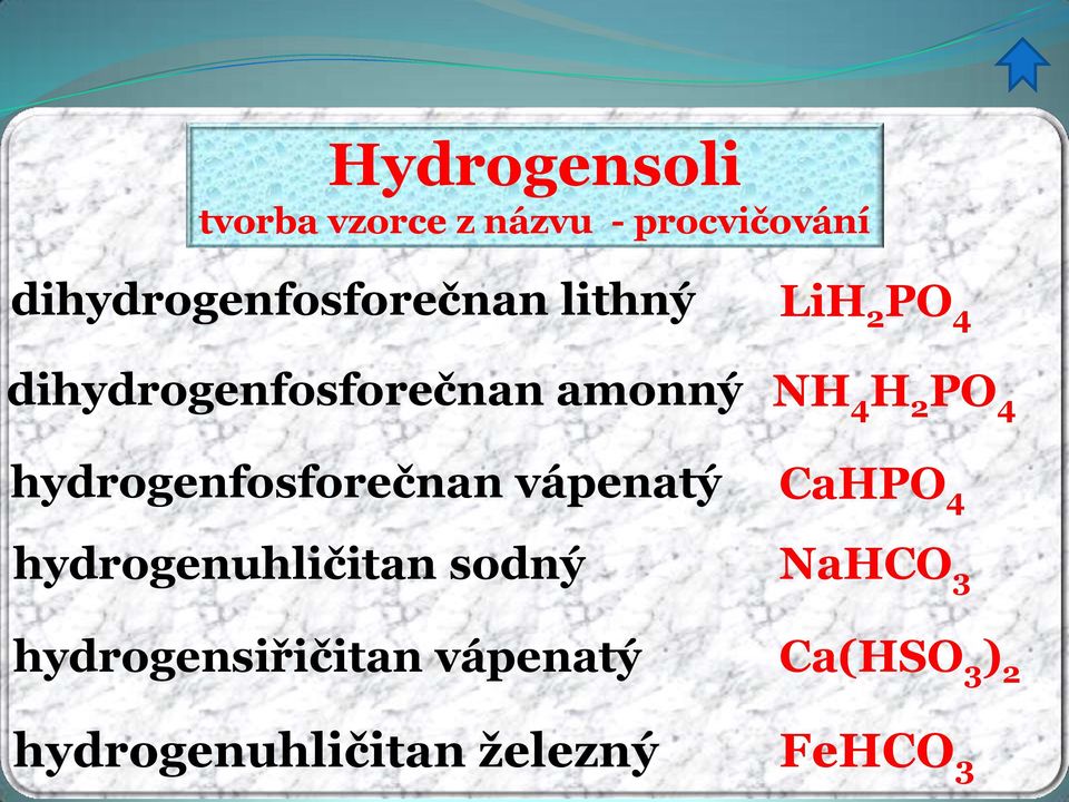 hydrogenfosforečnan vápenatý hydrogenuhličitan sodný