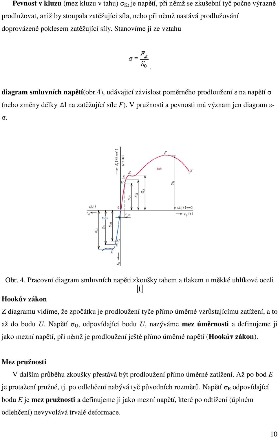 V pružnosti a pevnosti má význam jen diagram ε- σ. Obr. 4.