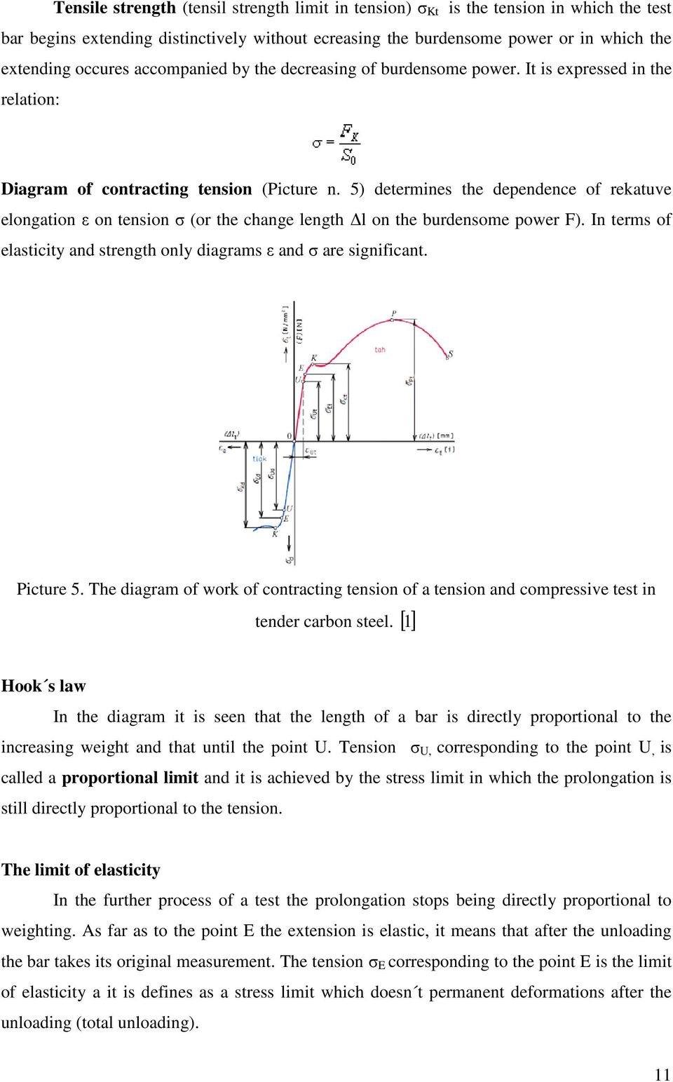 5) determines the dependence of rekatuve elongation ε on tension σ (or the change length l on the burdensome power F). In terms of elasticity and strength only diagrams ε and σ are significant.