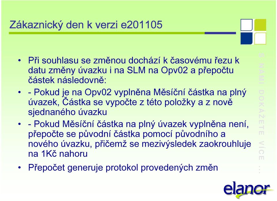 nově sjednaného úvazku - Pokud Měsíčníčástka na plný úvazek vyplněna není, přepočte se původníčástka pomocí