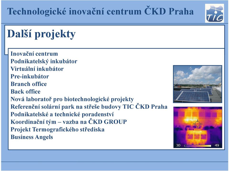 Referenční solární park na střeše budovy TIC ČKD Praha Podnikatelské a technické