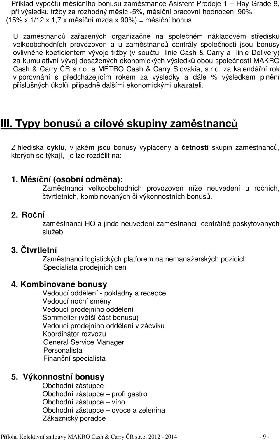 linie Cash & Carry a linie Delivery) za kumulativní vývoj