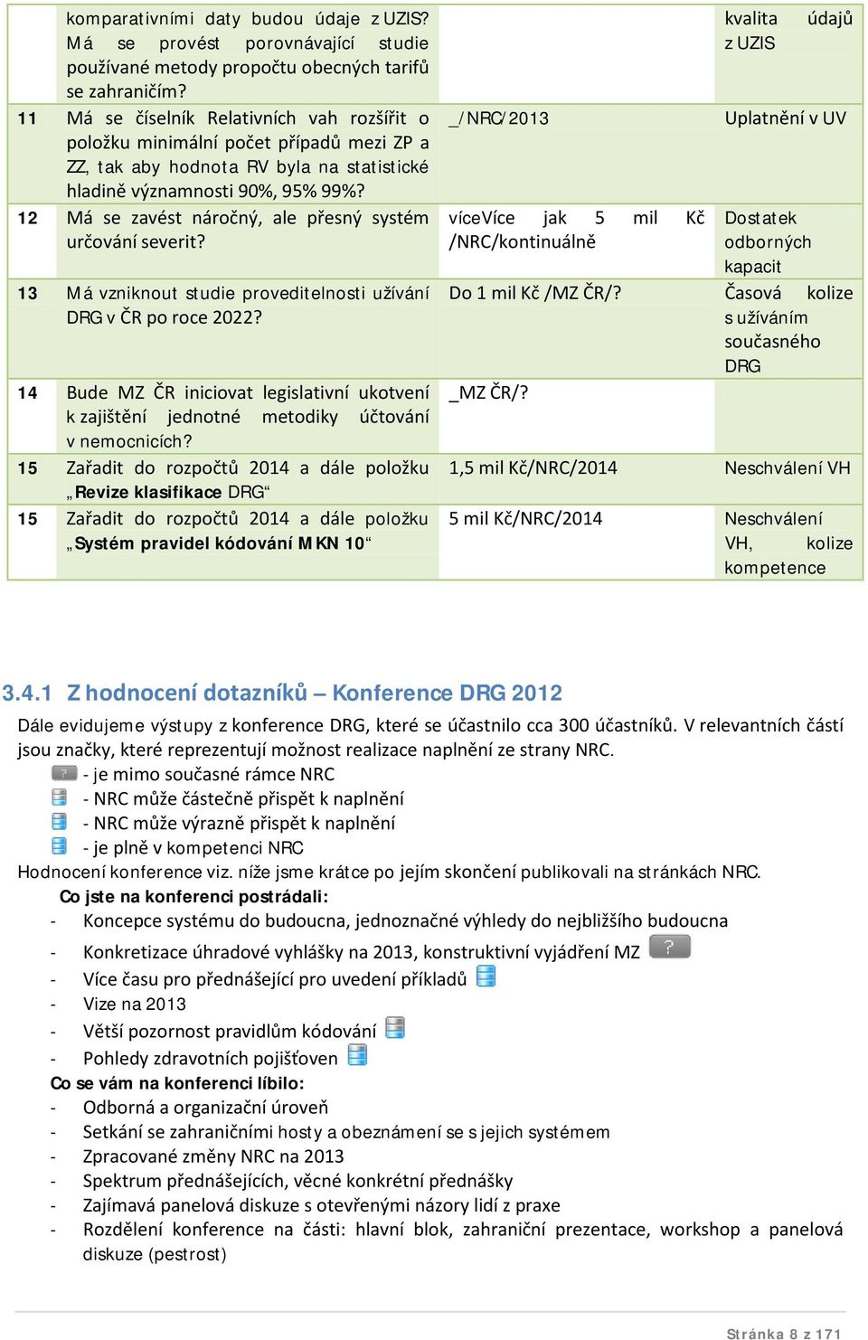 12 Má se zavést náročný, ale přesný systém určování severit? 13 Má vzniknout studie proveditelnosti užívání DRG v ČR po roce 2022?