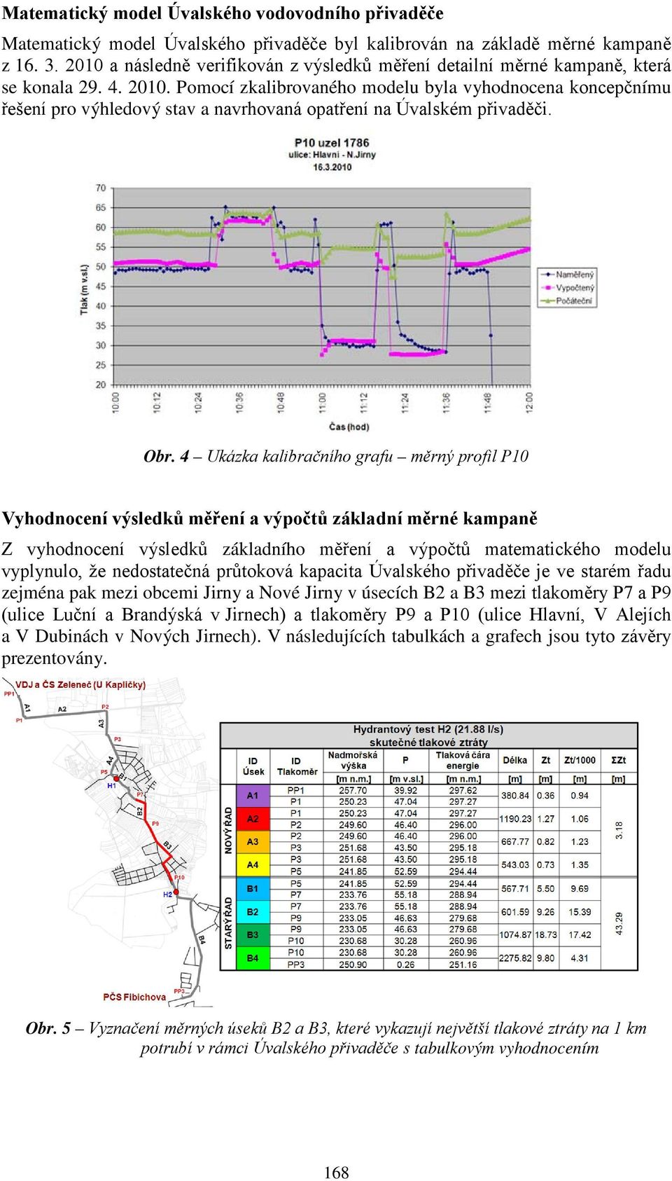 Pomocí zkalibrovaného modelu byla vyhodnocena koncepčnímu řešení pro výhledový stav a navrhovaná opatření na Úvalském přivaděči. Obr.