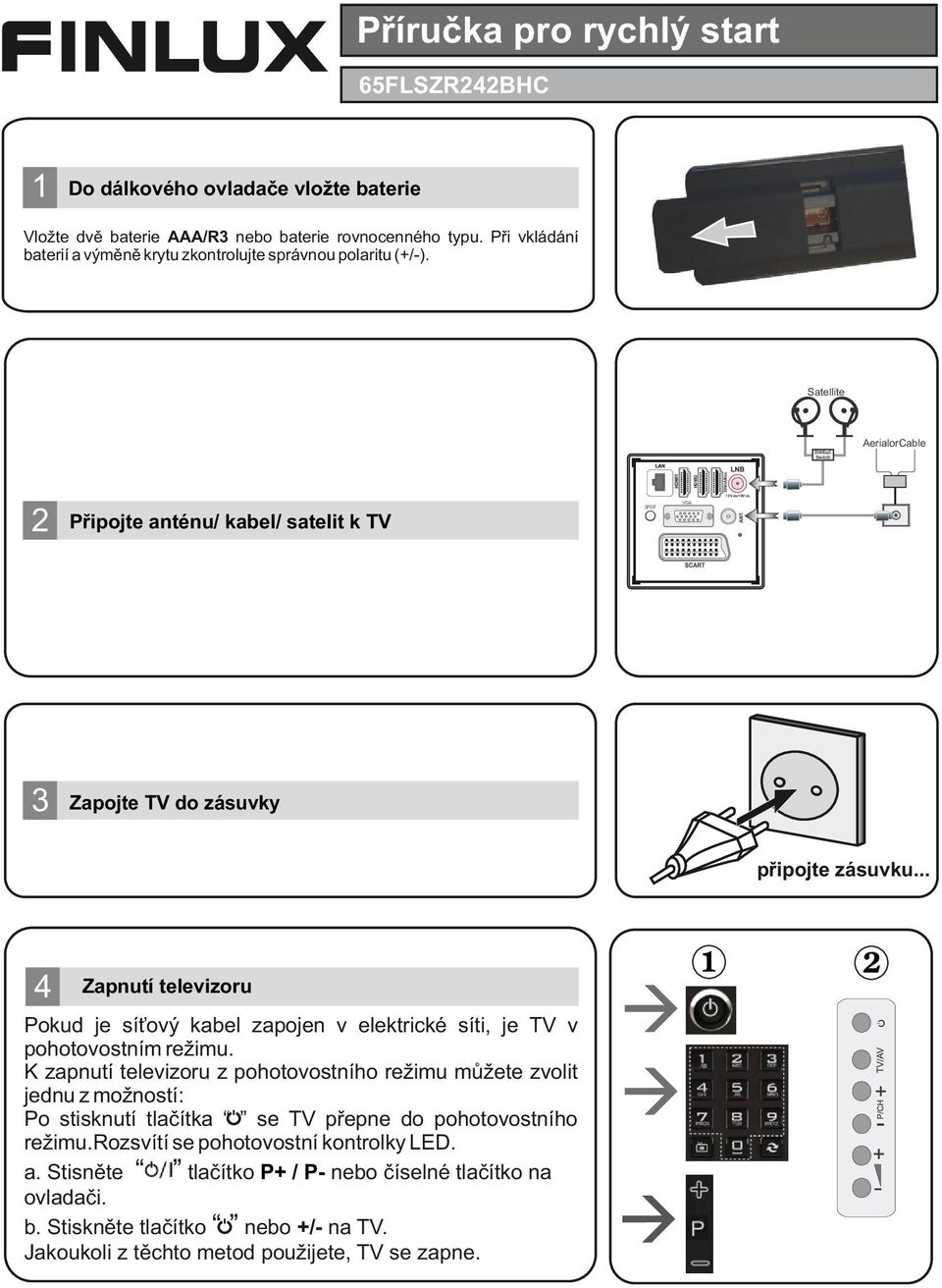 HDMI2 DiSEqC Switch 13V dc/18v dc VGA SPDIF 2 Připojte anténu/ kabel/ satelit k TV 3 Zapojte TV do zásuvky připojte zásuvku.